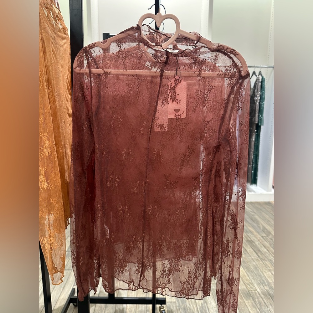 Brown lace shirt